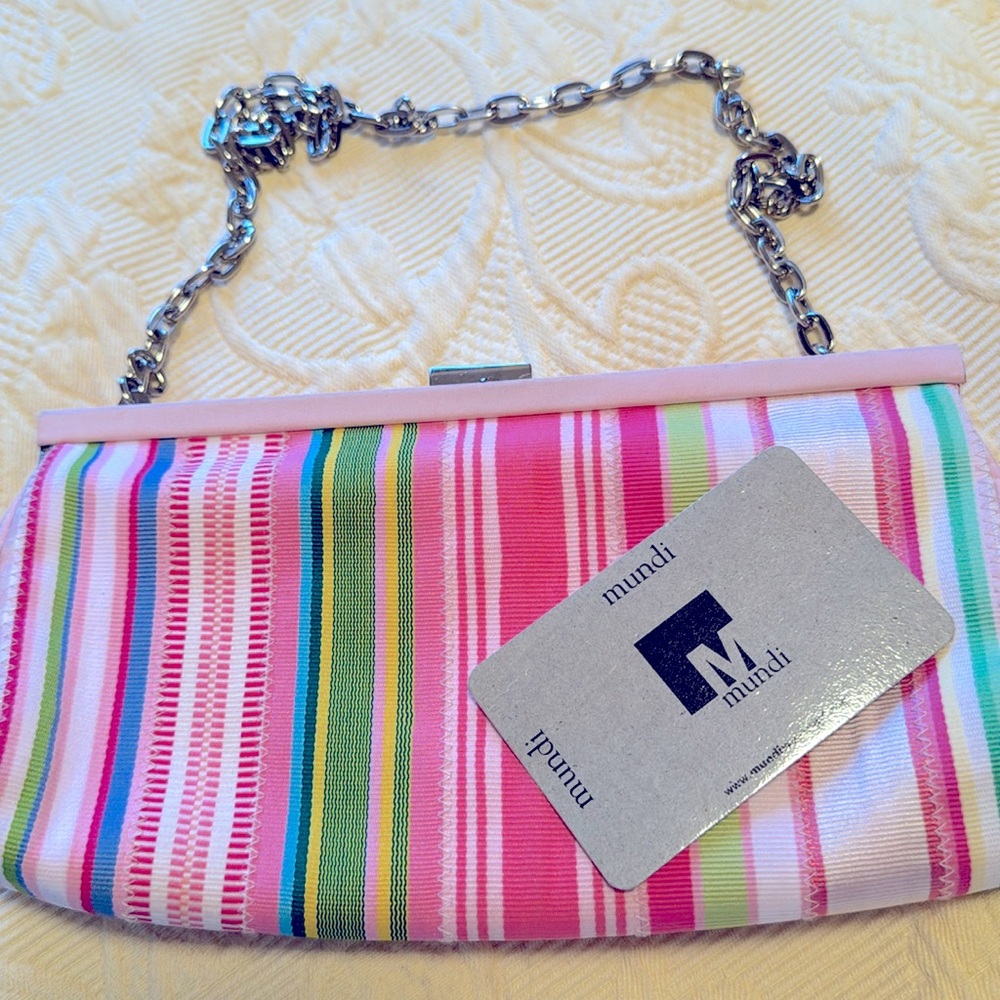 Mundi multicolored clutch with chain handle